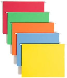 Smead Standard Hanging File Folders, 25 Count, Assorted Primaries, 1/5-Cut Adjustable Tabs, Letter Size (64059)