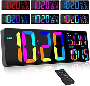 XREXS Large Digital Wall Clock with Remote Control, 17 Inch LED Large Display Count Up & Down Timer, Adjustable Brightness RGB Color Changing Clock Alarm Clock for Home, Gym, Office and Classroom