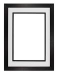 Brushed Black Double Mount Photo frame/picture frame/poster frame with Real Glass - White on Black Mount - 14"x11" for A4 pictures