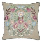 haus & kinder Decorative Embroidered Cushion Cover | Knitted Chambray Front Throw Pillow Cushion Cover for Sofa Living Room | 16inch x 16inch | Medallion buta