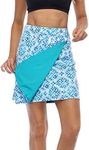 HDE Reversible Wrap Skirts for Women Swim Coverup Hawaii Beach Length Cover Up, Blue Watercolor/Light Aqua Blue, Medium-Large