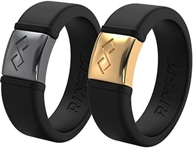 Rinfit Silicone Rings for Women & Men - Silicone Wedding Bands Women or Men - Infinity Ring with Metal Plate - Rubber Rings - Patented Design, Size 13.5 - 14, Silicone, No Gemstone