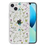 RALEAVO Floral Case for iPhone 13, Clear Case with Flower Branch Pattern Cute Cover Case for Girls Women Slim Thin Soft Silicone Shockproof Phone Case for iPhone 13 (6.1"),Transparent