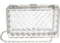 WJCD Clear Purses For Women Clear Purse Acrylic Clear Clutch Bag Clear Bag Stadium Approved, Silver