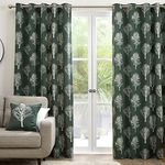 Fusion - Woodland Trees - 100% Cotton Pair of Eyelet Curtains - 66" Width x 90" Drop (168 x 229cm) in Green