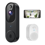 SHARKPOP 1080p Video Doorbell Camera Wireless with 2-Way Audio, Ring Chime Included, Smart Human Motion Detection, HD Night Vision, Cloud Storage, Easy Installation, Real-Time Alerts for Home Security