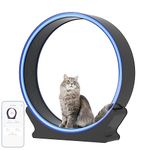 Smart Cat Wheel with Multifunctional App and Led Light Blue, Easy to Assemble & Close-Fitting 40 Inch Large Feline Running Wheel, Easy to Clean & Disassemble Carpet Cat Treadmill with Lock