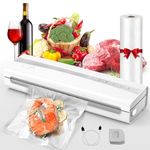 Vacuum Sealer Machine With Vacuum Sealer Bags, Dry/Moist Compact Full Automatic Food Sealer, Air Sealer Machine with Vacuum Seal Rolls, Bag Cutter, Vacuum Hose