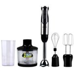 iBELL HB1000J 5-in-1 Hand Blender, 1000Watt, Adjustable Speed Control, Hand Mixer with Whisker/Beater, Immersion Blender, Vegetable Chopper & 600ml Container (Black)
