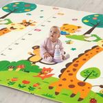 Extra Large Foldable Play Mat,180 X 150 Cm Reversible Baby Play Mat, Waterproof Baby Mat for Floor, Foam Play Mat (Measurement Theme),Multi Color,1 Count