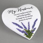 Thoughts Of You Heart Outdoor Memorial Plaque with Lavender design, My Husband 61970