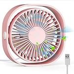 RATEL USB Table Fan, 12.5 cm Mini Desk fan Use with 1.2 meters Cable, Portable & Personal for Home & Office Quiet and Powerful, Cools You Down in Hot Summer, Pink