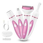 SEMINO Electric Razor for Women, Bikini Trimmer Womens Shaver for Face Nose Eyebrow Body Leg Pubic Underarm Arm Ladies Rechargeable 4 in 1 Hair Removal Kit Painless Trimming