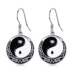 Yin Yang Earrings 925 Sterling Sliver Ying Yang Dangle Drop Earrings Hypoallergenic Yin and Yang Irish Celtic Knot Jewelry Gifts for Women, Sterling Silver, sterling silver