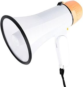 MyMealivos Portable Megaphone Bullhorn 20 Watt Power Megaphone Speaker Voice and Siren/Alarm Modes with Volume Control and Strap (White&Orange)