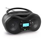 Portable CD Player Boombox, FM Radio Boombox with Bluetooth, USB Input, 3.5mm Aux Input, Headphone Jack, CD/CD-R/CD-RW/MP3/WMA Compatible, AC DC Powered, Clear Stereo Sound for Kids Elderly (Black)