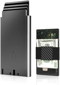 HERRCARRY Wallet for Men - Slim Minimalist Low Profile Aluminum Pop up Metal Wallet for Men, RFID Protected Front Pocket Wallets for Men with Elastic Cash Strap, Gifts for Men Him