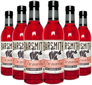 Barsmith Bar Essentials Grenadine Syrup - Sweet Cherry and Pomegranate Notes - No Artificial Flavors & Non-GMO Cocktail Mixer - Ideal for Shirley Temple, Mocktails and Cocktails - 12.7oz (Pack of 6)