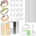 112 Pcs Ring Size Adjuster with Ring Size Measuring Tool for Loose Rings, Plug-in Invisible Ring Spiral Silicone Tightener EVA Foam Ring Size Adjuster Set with Polishing Cloth Fit Most Rings Sizes