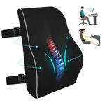 QUTOOL® Lumbar Support Pillow for Office Chair Car Memory Foam Back Cushion for Back Large Back Pillow for Computer, Gaming Chair, Recliner Double Adjustable Straps