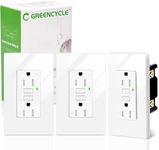 GFCI Outlet 15Amp,GREENCYCLE 3PK GFCI Outlet Weather Resistant, GFCI Receptacle with LED Indicator,Wall Plates Screws Included,Residential and Commercial Grade, ETL Listed,White