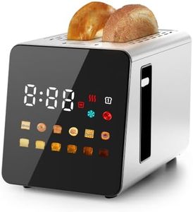 WUNLY 2 Slice Toaster with Full Smart Touch Control,Memory Function,Single-Slot Tech,6 Shade Levels & 6 Bread Settings,Extra Wide Slot for Bagels,Digital Timer,Reheat & Defrost,Platinum