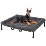 Veehoo Raised Dog Bed xxl Washable for Large Dogs, Fluffy Elevated Dog Bed with Removable Bolster, Extra Large Outdoor Dogs Sofa Beds with Non-Slip Feet, Grey 150 x 94 x 20 cm