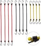 JSCARLIFE 12 Pieces Premium Heavy Duty Bungee Cords Assortment, 12"/18"/24" Bungee Cords Kit with Hook, Straps with Hooks for Motorcycle, Bicycle, Kayak, Camping, Car, Truck, RV, Outdoor