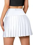 SANGTREE Women Pleated Tennis Skirt with Pockets Girls High Waisted Athletic Golf Skorts, 2 Years - US 4XL, 1# Quick Dry White, Small