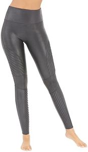 SPANX Faux Leather Moto Leggings - Seamless Tummy Control - Contoured Leather Leggings - for Fashion & Everyday Wear - Very Black - Regular, 25.75 Inch Inseam - X-Small