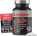 X-Energy Extra Strength Vitamin B Complex with Acai – Powerful B Complex Vitamins for Women & Men, Premium Multi Blend VIT B12 & More for Energy & Vitality, B Complex Energy Supplements, 60 Capsules