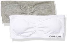 Calvin Klein Girls' Bandeau Training Bra, White/Heather Grey-2 Pack, Small
