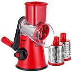 Rotary Cheese Grater, Vegetable Slicer with Three Drum Blades, Grater for Kitchen Faster and Easy Cutting, Rotary Drum Grater Ideal for Cheese, Cucumber, Carrot, Nuts, etc.