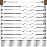 JOEEYKO Cable Railing Kit, 10 Sets 316 Stainless Steel Wire Balustrade Kit for 1/8 Inch Wire Rope Cable Railing, Include Turnbuckle Rigging Screw Jaw/Swage, Fork Terminal, Saddles, Screws