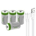 USB CR123A Lithium Ion Battery, 3.7 V 700 mAh Rechargeable CR123A Battery, 1.5H Fast Charge, 1200 Cycles with Type C Connection Cable, Constant Output, Pack of 4