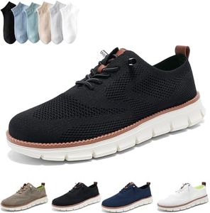 Mens Wearbreeze Shoes, Men's Slip On Oxfords Business Casual Walking Tennis Comfortable Shoes Sneakers (Black, Adult, Men, 9.5, Numeric, US Footwear Size System, Medium)