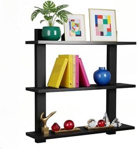 Sorbus Bathroom Shelves - 3-Tier Wall Mounted Floating Shelves for Books, Trophies, Wall Decor, Kitchen, Living Room & Bathroom Decor - Decorative Hanging Display Over the Toilet Storage Shelf - Black