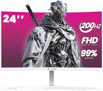 CRUA 24" Curved Gaming Monitor, 165Hz/200Hz Computer Monitor, FHD 1920x1080, 120% sRGB, AMD FreeSync, Blue Light Filter, for Gaming & Office, Wall Mountable- White