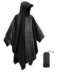 Victoper Plus Size Waterproof Poncho Adult, Reusable Rain Poncho Adult Waterproof Poncho Waterproof Adult Lightweight Waterproof Raincoat for Outdoor Hiking Camping Black