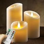 Da by Flameless Candles 10cm,12.5cm,15cm Set of 3 Realistic Dancing LED Flickering Wick for Parties,Home,Public Elegant Events, Battery Powered, 10-Key Re