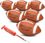 GoSports Rubber Footballs - 6 Pack of Youth Size Balls with Pump & Carrying Bag