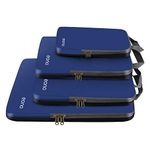 Eono Compression Packing Cubes, Luggage Organiser Set, Extensible Suitcase Organiser, Packing Organisers for Suitcases, Packing Cubes for Travel or Home Storage - Navy, 4 Set