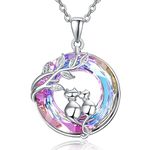 KINGWHYTE Cat Necklace 925 Sterling Silver Crystal Pendant Cat on Moon Pendant Necklace Jewellery Gifts for Women Wife Girls Daughter Girlfriend