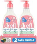 Dreft Baby, Bottle and Dish Soap, Removes Milk Film & Odor, Plant Based, Fragrance Free, Travel Size Bottles, 24 Fl Oz (Pack of 2)