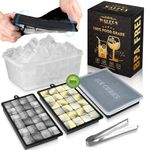 Walfos Silicone Ice Cube Tray, 3 Pack 24 Holes Ice Cube Molds with an ice Clip, and a Large ice Cube Saver Box, Perfect for Cocktail, Whiskey, Chocolate,Baby Food