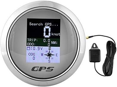 Compteur de vitesse GPS marin léger, compteur de vitesse automatique de bateau en acier inoxydable de 85 mm compteur de vitesse numérique étanche, pour voiture, navires, yachts, camions, motos(blanc)
