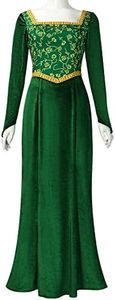 Nahzsai Fiona Costume Dress Princess Fiona Cosplay Maxi Dress Fancy Green Velvet Halloween Gown for Women XL