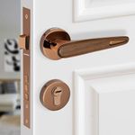 Plantex Zinc And Brass Premium Door Lock With 3 Years Of Warranty/Main Door Lock For Home/Mortise Lock For Door-Main Door Lock Set(Pvd Rose Gold&Wood Finish)