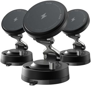 Statik HyperMount Pro Vacuum Phone Mount, Magnetic Phone Holder,15W Wireless Charging, Vacuum Seal Car Mount Works on Smooth & Lightly Textured Surfaces, MagSafe Compatible, Dual USB-C Ports,3 Pack