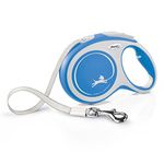 Flexi New Comfort Tape Grey & Blue Large 8m Retractable Dog Leash/Lead for dogs up to 50kgs/110lbs